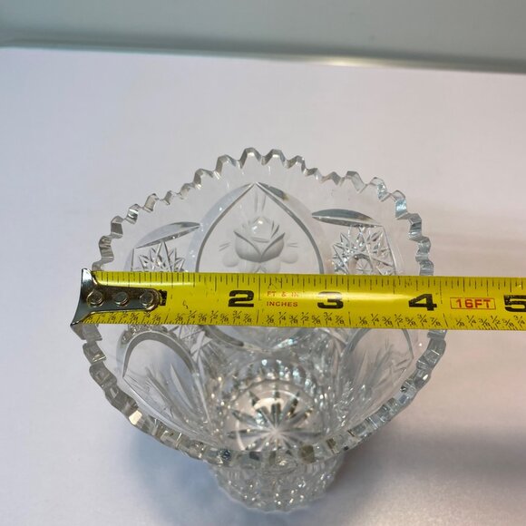 Antique American Brilliant Period Cut Glass Vase Etched Rose Stem ABS Small - Picture 6 of 14